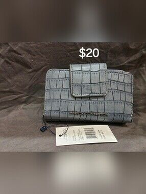 French Connection Emmy Croco Fold Zipper Wallet